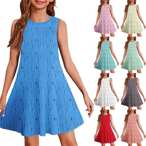 Girls 2025 Summer Dresses Sleeveless A-Line Casual Dress Lightweight ...