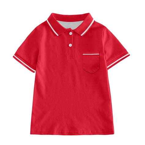 Little Boys Polo Shirts Red Collar Shirt Casual Blouse Tops Pullover ...