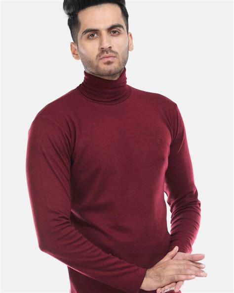 Buy Men's Maroon Turtle Neck T-shirt for Men Maroon Online at Bewakoof
