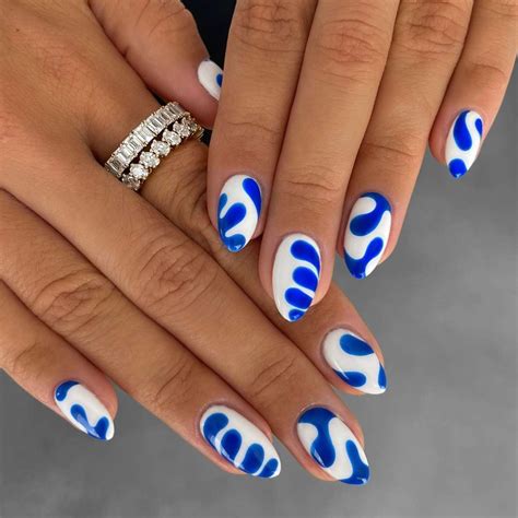 Royal Blue And White Nail Designs