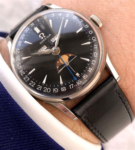 Vintage Omega Cosmic Triple Date Calendar 2471 Moonphase Custom Black ...