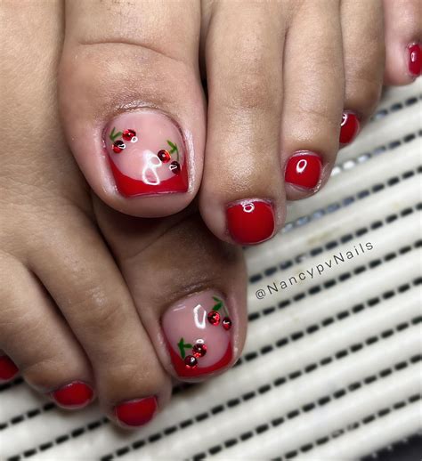 Nancy PV Nails on Instagram: "Cerezas manos y pies 🍒🍒🍒" | Purple toe nails, Acrylic toe nails ...