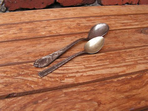 Set of 2 Metal Spoons Silver Tone Spoons Different Size Spoons | Etsy