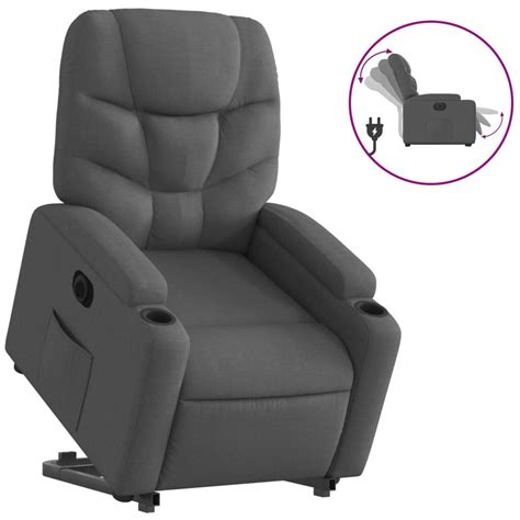 vidaXL Electric Stand up Recliner Chair Dark Grey Fabric | vidaXL.com.au