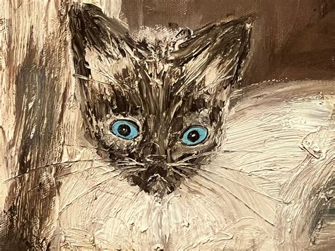 Unknown - "Siamese Twins" Post-Impressionist Animal Oil Portrait of Two ...