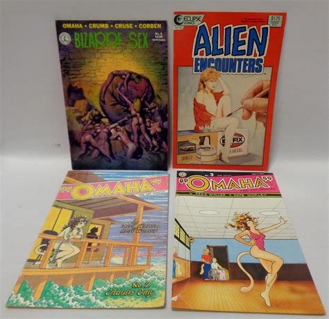 Lot - Vintage 1986 Lot of 4 Adult Comic Books (Alien Encounters, Omaha)