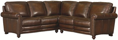 Bassett Hamilton Traditional L-Shaped Leather Sectional with Nail Head ...