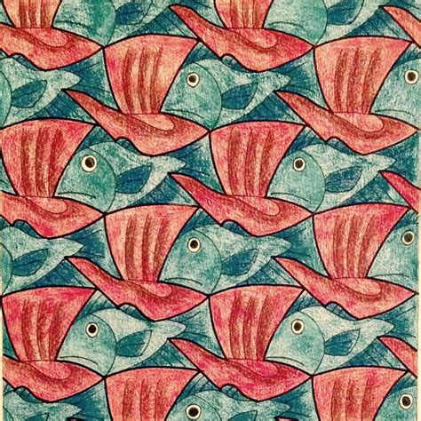 M.c. escher tessellation - blueskysere