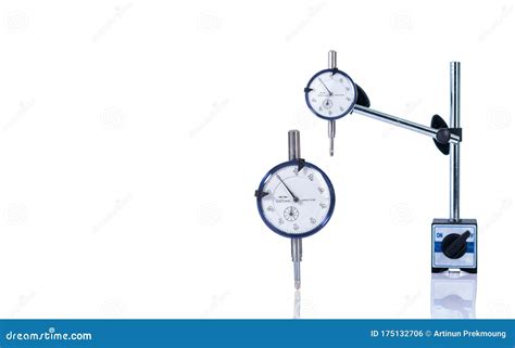 Dial Gauge Isolated on White Background. Standard Dial Gauge. Dial Indicator. Measuring ...