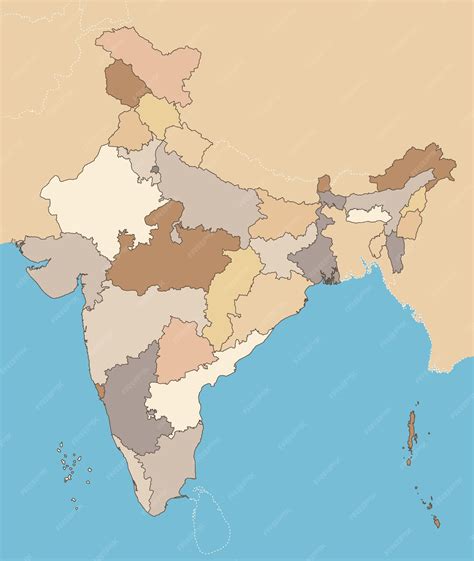 Premium Vector | Political map of India with states union territories ...