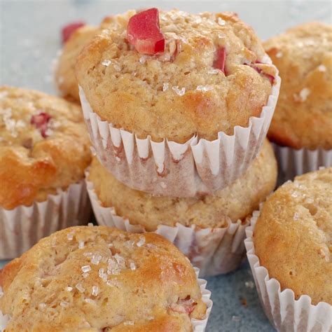 Healthy Rhubarb Muffins | WW friendly - Food Meanderings