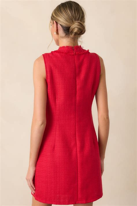Red Tweed Mini Dress - All Dresses | Red Dress