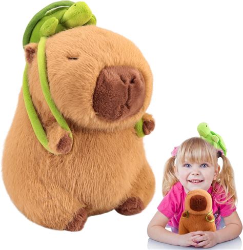 Amazon.com: Emoin Capybara Plush Toy with Turtle Bag Pillow 9Inch Cute ...