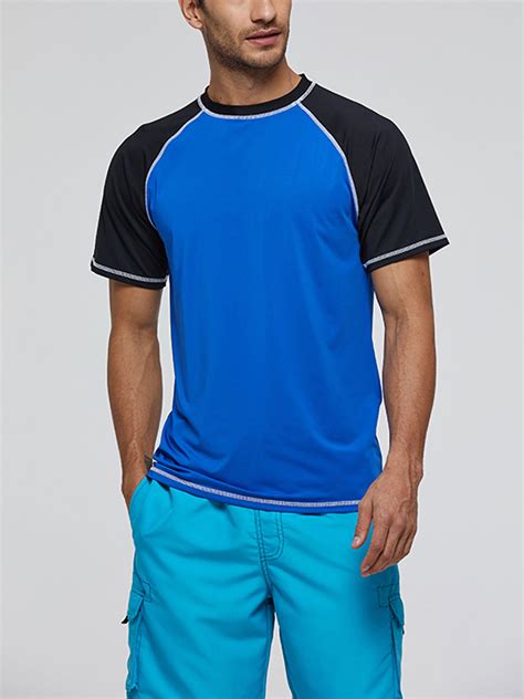 Niuer Mens Swim Tops Crew Neck Swimwear Sun Protection Quick Dry Beach ...