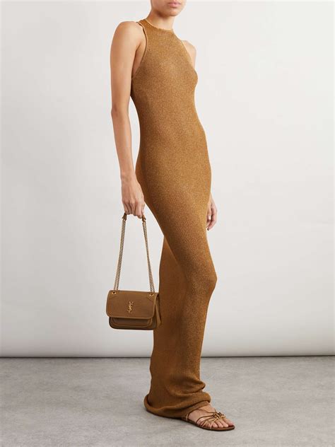 SAINT LAURENT Metallic ribbed-knit maxi dress | NET-A-PORTER