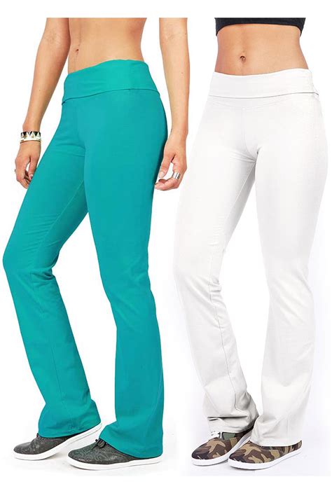 Ambiance Women's Juniors Foldover Stretchy Bootcut Yoga Pants - 2 Pack ...