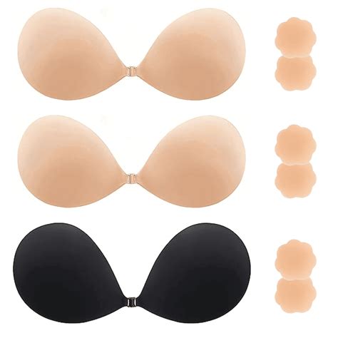 WQD 3 Pairs Backless Bra, Sticky Bra, Reusable Adhesive Bra, Strapless ...