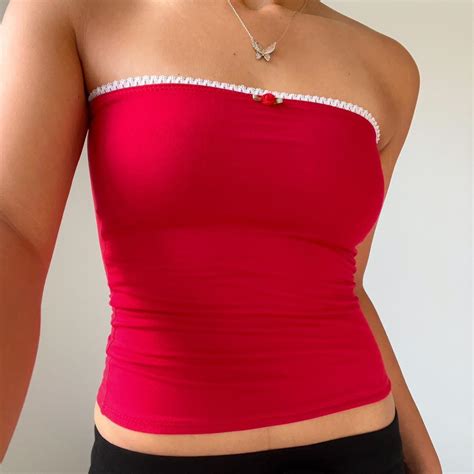 Handmade red tube top 🥤 I’m wearing a size S! Made... - Depop