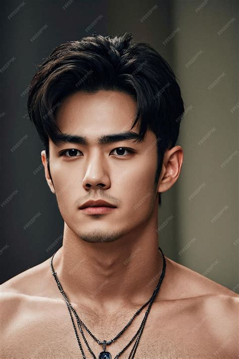 Premium Photo | Handsome asian fashionlooking man posing in a studio on ...