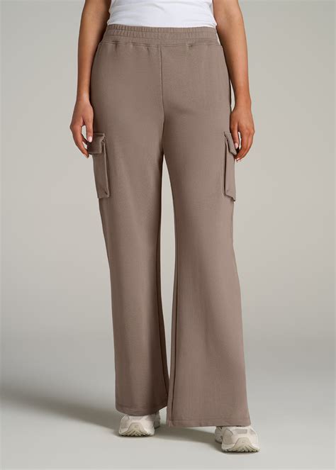 French Terry Wide Leg Cargo Women's Tall Sweatpants | American Tall
