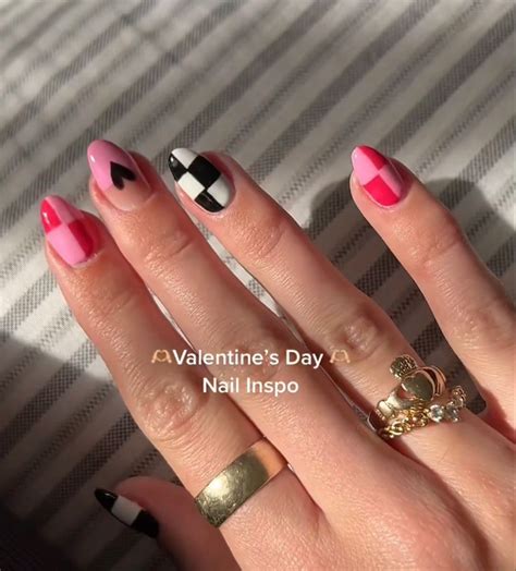 Valentines Day Nail Inspo | Checkered nails, Valentine's day nails ...