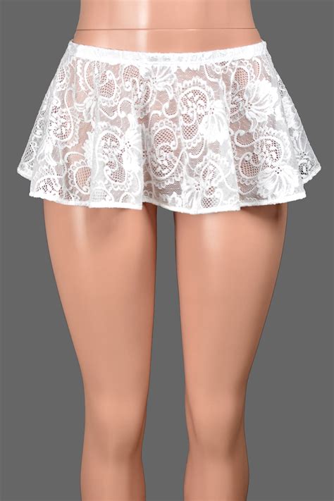 White Stretch Lace Micro Mini Skirt (8" long) XS to 3XL plus size – Deranged Designs