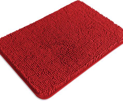 Amazon.com: PureSwan Red Bathroom Rugs – Absorbent and Washable Bath ...
