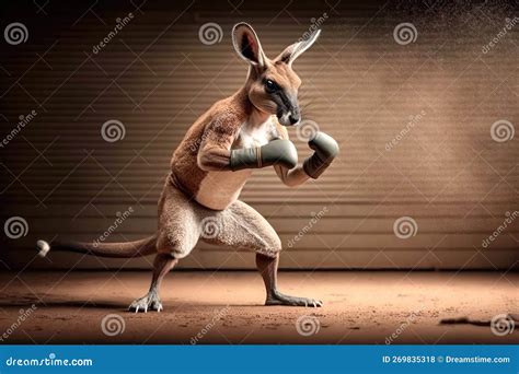 The Fight for the Outback. Kangaroo Boxing. Generative Ai Stock ...
