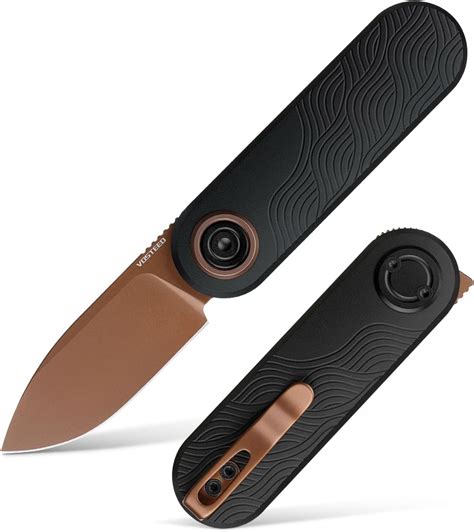 Vosteed Corgi V EDC Pocket Knife - 2.36" 14C28N Copper Dune Blade - Patented Vanchor Lock, Black ...