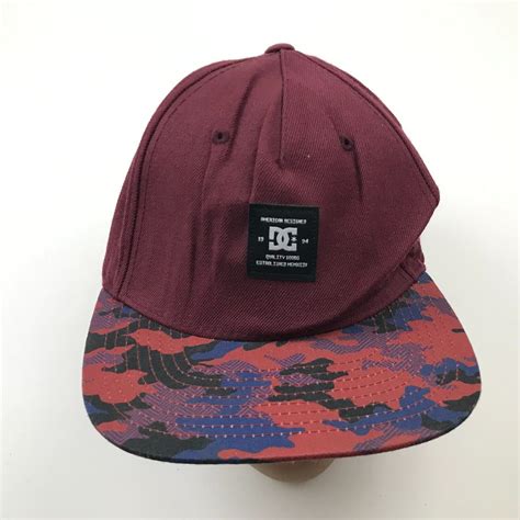 Vintage DC Shoes Hat Cap Snapback Red Black Camouflage Embroidered ...