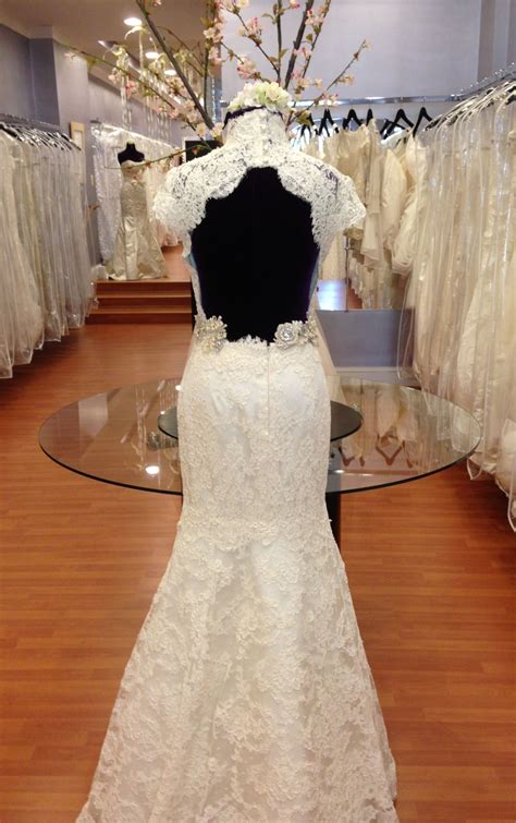 All French lace wedding dress with the keyhole back. One-of-a-kind designed and made by Roya ...