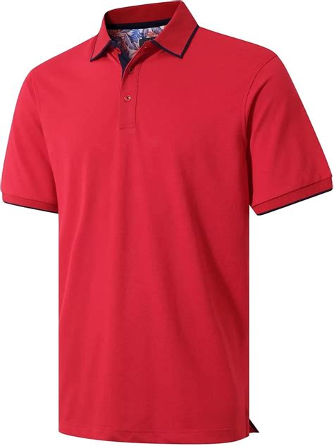 VEBOON Men's Pique Polo Shirts Short Sleeve Cotton Blend Business ...