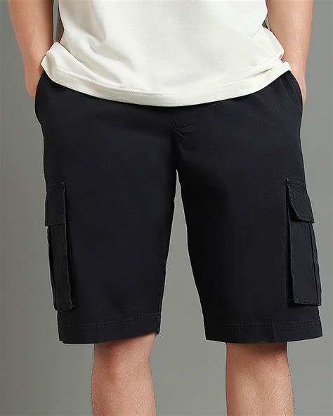 Buy Men's Black Over Dyed Cargo Shorts Online at Bewakoof