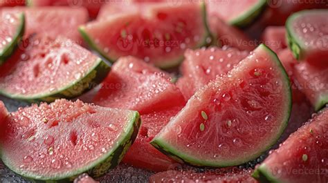 AI generated Piles of fresh watermelons slices filled the entire space ...