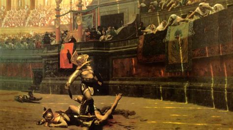 Gladiator's Valor: Rome Painting HD Wallpaper by Jean-Léon Gérôme