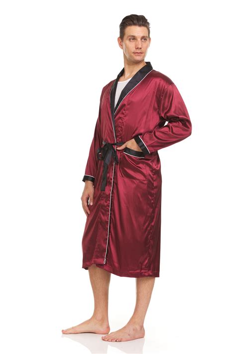 Mens Silk Satin Robe - Burgundy Black - Etsy UK