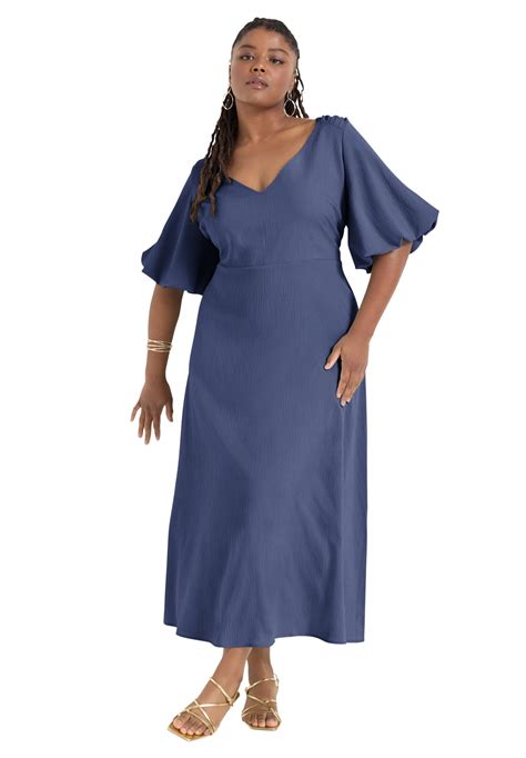 June + Vie Women's Plus Size -Sleeve Babydoll Maxi Dress - Walmart.com