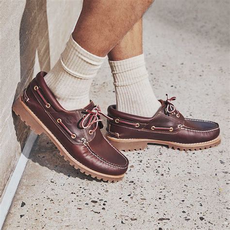 Timberland® Authentic 3-Eye Lug Handsewn Boat Shoe for Men in Brown