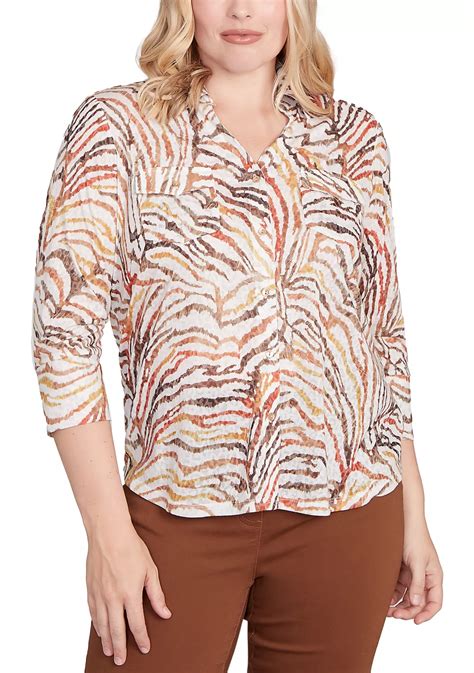 Alfred Dunner Petite Mount Laurel Skin Burnout Blouse | Belk