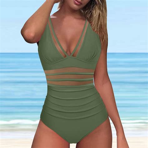 Wiyuqeen Mash Patchwork Swimsuits Women One Piece Summer Sheer Bathing ...