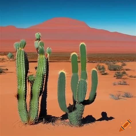 Cactus-filled desert landscape on Craiyon
