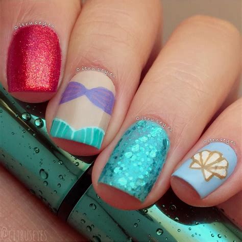 Little Mermaid Nail Art The Little Mermaid Theme Press On Nails