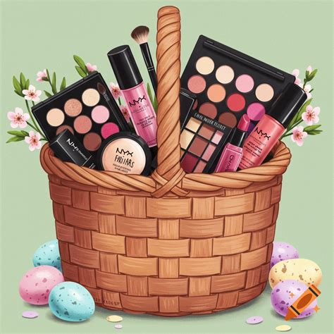 Easter basket filled with NYX cosmetics on Craiyon