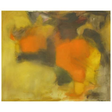 Midcentury Abstract Painting in Black, Red and Ochre For Sale at 1stDibs