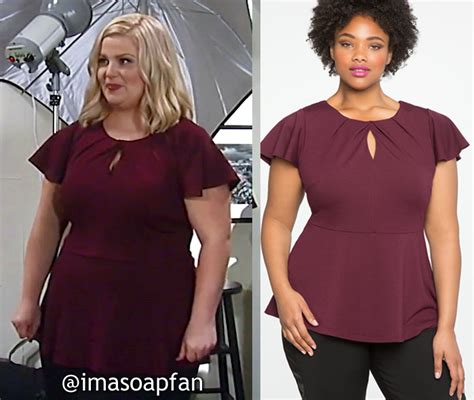 Amy Driscoll's Pleated Burgundy Peplum Top - General Hospital, Season ...