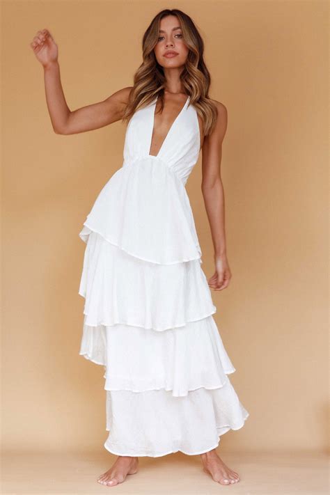 Shop the Catalina Tiered Ruffle Maxi Dress White | Selfie Leslie