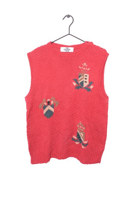 Crests Red Sweater Vest Free Shipping - The Vintage Twin