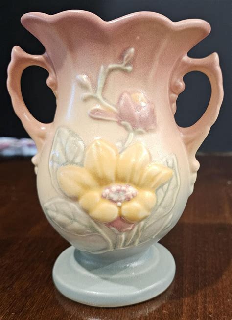 Vintage Hull Art Pottery Vase Magnolia Matte Double Handle Number 6 ...