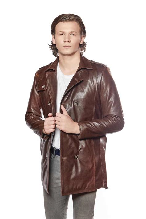 Mens Leather Trench Coat