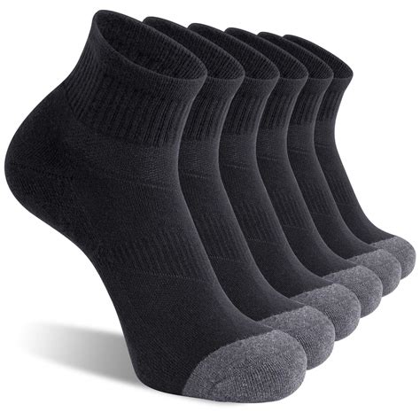 CelerSport 6 Pack Men's Ankle Socks with Cushion Athletic Running Socks ...